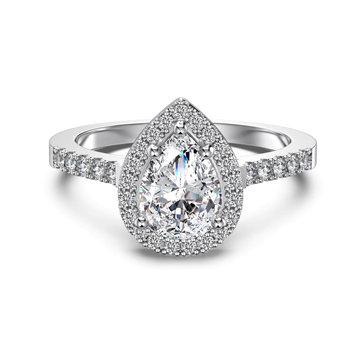 Nova Pear Halo Ring