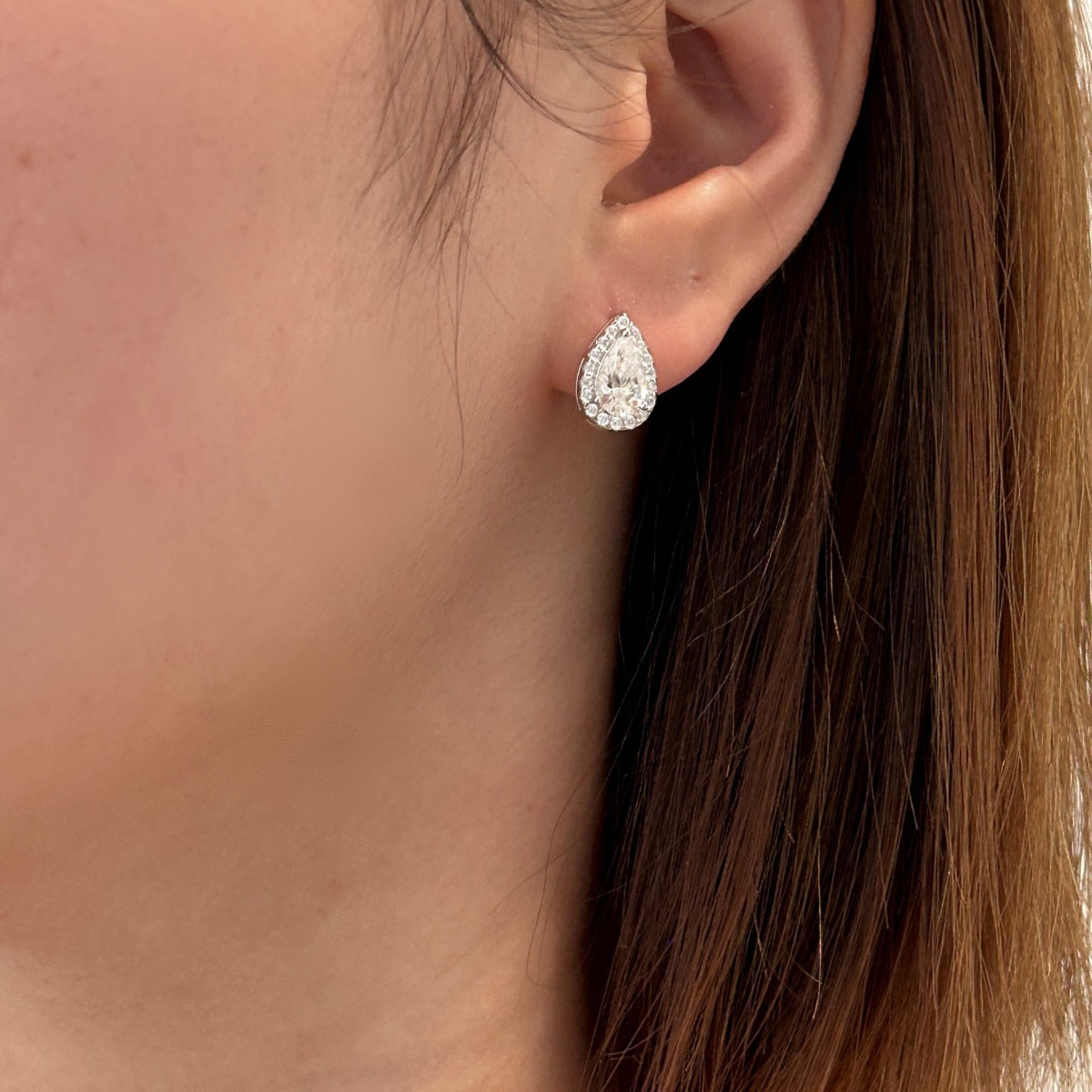 Nova Pear Halo Earrings
